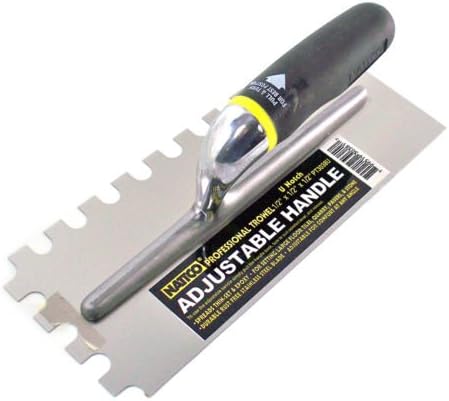 Nattco 11x4.5 Adjustable Handle Trowel U Notch 1/2 x 1/2 x 1/2 PT3038U