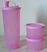 Tupperware Flip Top Tumbler with Set of 2 Snack Cups with Pink Seals
