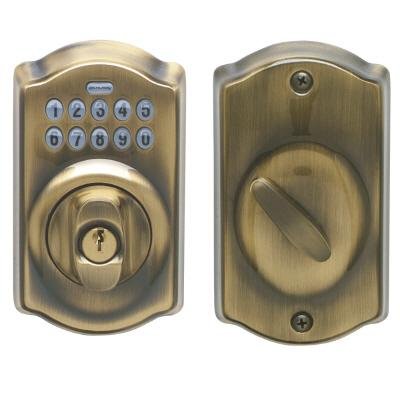 Schlage BE365 CAM 609 Camelot Keypad Entry with Flex-Lock, Antique Brass"