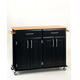 Dolly Madison Kitchen Island Cart - Black/ Natural