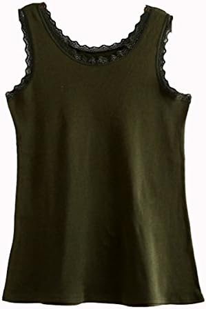 Lanliu Women's Lace Trim Tank Top (Army Green)