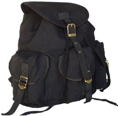 Military Inspired Stylish Backpack Canvas Day Pack Black