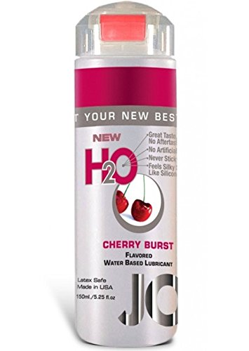 System Jo New H2o -CHERRY BURST- Flavored Water Based Lubricant (Super Long Lasting, Never Sticky or Tacky, 100% Latex Safe) : Size 5.25 Fl. Oz / 150ml