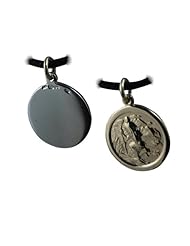 British Jewellery Workshops 14ct Yellow gold on Silver 20mm St Christopher with a Leather Pendant Cord