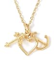 22k Gold Plated Faith-Hope-Love Pendant by Bob Siemon, 18"