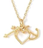 22k Gold Plated Faith-Hope-Love Pendant by Bob Siemon, 18"