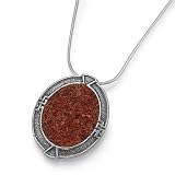 Silver and Crushed Coral Oval Necklace