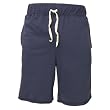 Navy Blue Solid Color fleece unisex board shorts with 2 side pockets, tie cord waist