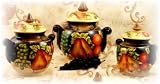 Tuscany Wine Grape Fruit Kitchen 3pc Canister Set, Canisters Jar