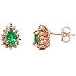 14K Yellow Gold Emerald and Diamond Earrings