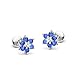 925 Sterling Silver Rhodium Plated Flower Blue Cubic Zirconia Screwback Baby Girls Earrings