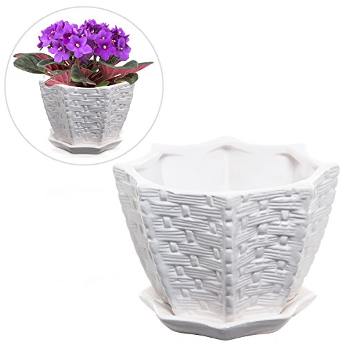 Decorative woven design star shaped white ceramic flowe…