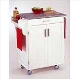 IMAGE OF Home Styles Furniture White Wood Cart with Salt and Pepper Granite Top