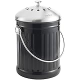 VonShef 1.2 Gallon Stainless Steel Countertop Kitchen Compost Bin & Free Odor Absorbing Filter