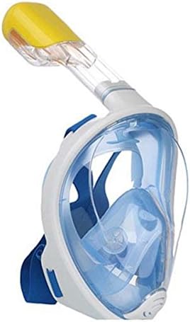Mendoly Snorkeling Mask Full Face Dry Diving Mask Anti-Fog Anti-Leak Snorkel Mask with Ventilation Tube Supported 180 Degrees Viewing Area (Blue, L/XL)