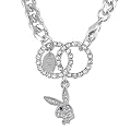 Playboy Bracelet Playboy Pave Bunny Logo Link Bracelet with Crystal Circles Authentic Licensed Playboy Jewelry CPBB1025