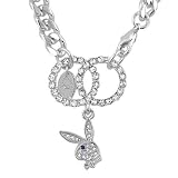 Playboy Bracelet Playboy Pave Bunny Logo Link Bracelet with Crystal Circles Authentic Licensed Playboy Jewelry CPBB1025