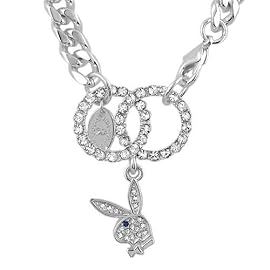 Playboy Bracelet Playboy Pave Bunny Logo Link Bracelet with Crystal Circles Authentic Licensed Playboy Jewelry CPBB1025