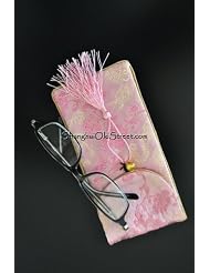 Beautiful Silk Brocade Eyeglass Sunglass Pouch Glasses Protect Bag - Pink by Shanghai Old Street