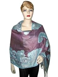 Indian Cutwork Purple Pashmina Shawl/wrap Throw Reversible