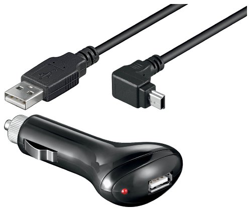 1aTTack 7427258 KFZ-Ladekabel (12/24V) mit abgewinkel Stecker (Mini USB)