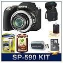 Olympus SP-590 Ultra-Zoom 12MP 2.7 LCD Digital Camera Sensible Mega Bundle