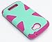 One Touch Fierce 2 Case, Bastex Heavy Duty Hybrid Dynamic Protective Case - Hot Pink Soft Silicone Cover with Teal Hard Shell Case for Alcatel One Touch Fierce 2 7040T, Pop Icon A564C