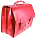 Lucrin - Red leather Soft briefcase 2 compartments