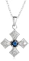 14k White Gold Sapphire and Diamond Pendant