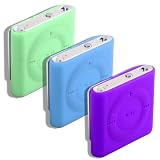 3 Pack Shuffle Silicones Blue Green + Purple For The New 2010 Apple Ipod Shuffle