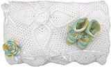 Handmade Baby Blanket and Booties - Celebration in Pure White