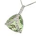 Ladies Handmade Tri-Cushion Green Quartz Pendant with Pave Diamond Accent on Box Link Chain Gem 11.00cttw Diamond .10cttw