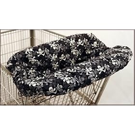 3 N 1 Shopping Cart & High Chair Cover -Skulls Black - Cuter Than A Ducks Butt