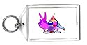 Keychain with bird, animal, parrot, singer, cartoon