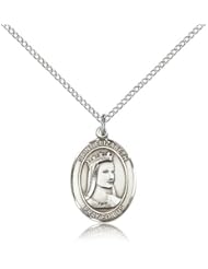 .925 Sterling Silver Saint St. Elizabeth of Hungary Medal Pendant 3/4 x 1/2 Inches Bakers/Homeless-8033- Comes with a .925 Sterling Silver Lite Curb Chain Neckace And a Black velvet Box