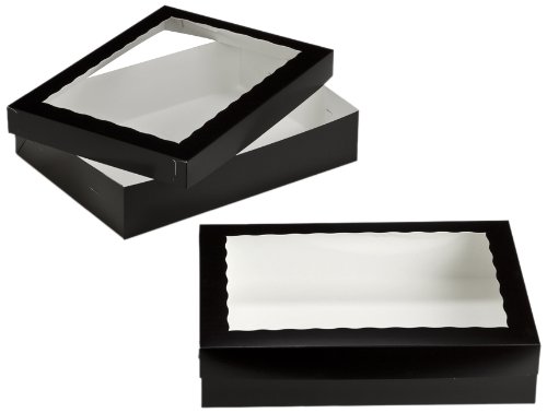 Dress My Cupcake 2-Piece Window Cupcake Box with Holder for 12 Jumbo Cupcakes, Black/White, Set of 100