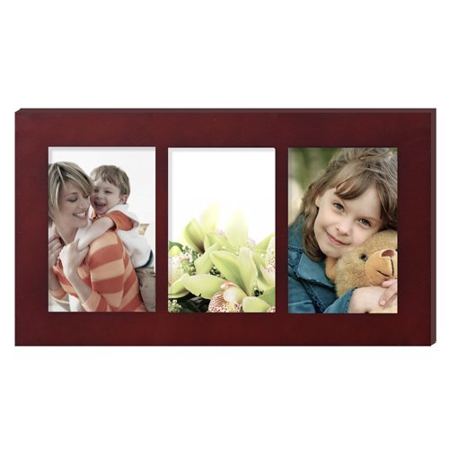 Adeco 3Opening 4x6" Walnut Color Wood Wall Collage Picture Photo Frames