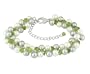 Sterling Silver, Freshwater Cultured Pearl and Peridot Bracelet, 6-8"