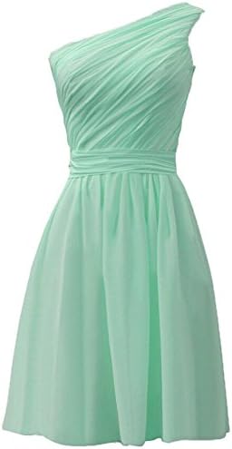 EndofApril One Shoulder Knee-Length Pleated Cheap Short Bridesmaid Dress US-2 Mint
