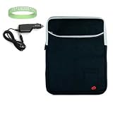 Black Amazon Kindle DX 3 Pocket Vertical Carrying Sleeve + Rapid Kindle DX Car Charger + Vangoddy tm, Live*Laugh*Love wrist band!!!(Kindle DX Not Included)