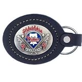 Philadelphia Phillies Large Leather/Pewter Key Ring - MLB Baseball Fan Shop Sports Team Merchandise