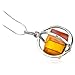 Honey Amber Cube Millennium Collection Sterling Silver Spherical Pendant Snake Chain