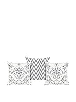 Apolena Set Funda De Cojín 3 Uds. (Gris/Blanco)