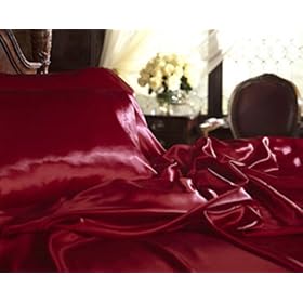 New Full (Double) Size Satin Sheet Set - Includes 1 fitted sheet, 1 flat sheet and 2 pillow cases - Burgundy