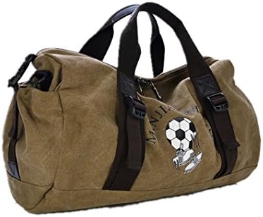 Nasis New Fashion Large Capacity Sports Travel Handbag Vintage Canvas Football Bag Duffel Bag Handbag Shoulder Bag for Men & Women! AL4007 (khaki)