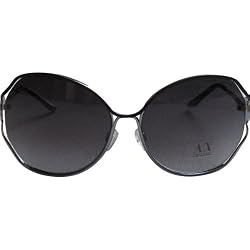 A|X Round Cutout Sunglasses - Armani Exchange Women's Oval Full Rim Outdoor Eyewear - Ruthenium/Black/Gray Shaded