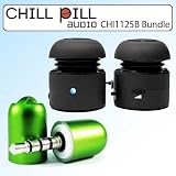 Chill Pill CHI1125B Mobile Speakers Bundle With Chill Pill CHI1460 Rap Cap Microphone Green for Ipods, MP3 Players, Laptops