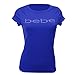 Bebe Tee T Shirt Top Studded Logo Basic Crew Neck 271716 (M, Blue DZB)