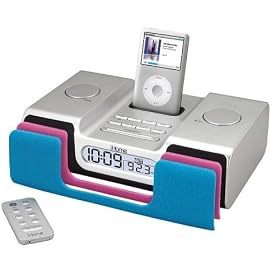 iHome iH56 Clock Radio for All Generations of iPod & iPod Nano with Remote Control & 3 Interchangeable Front Panels (The Newer Version of The Popular iH55) Silver - Line-in To Play All Audio Devices