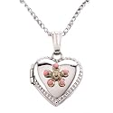 Childrens Sterling Silver Heart Enamel Diamond Pendant w/Chain